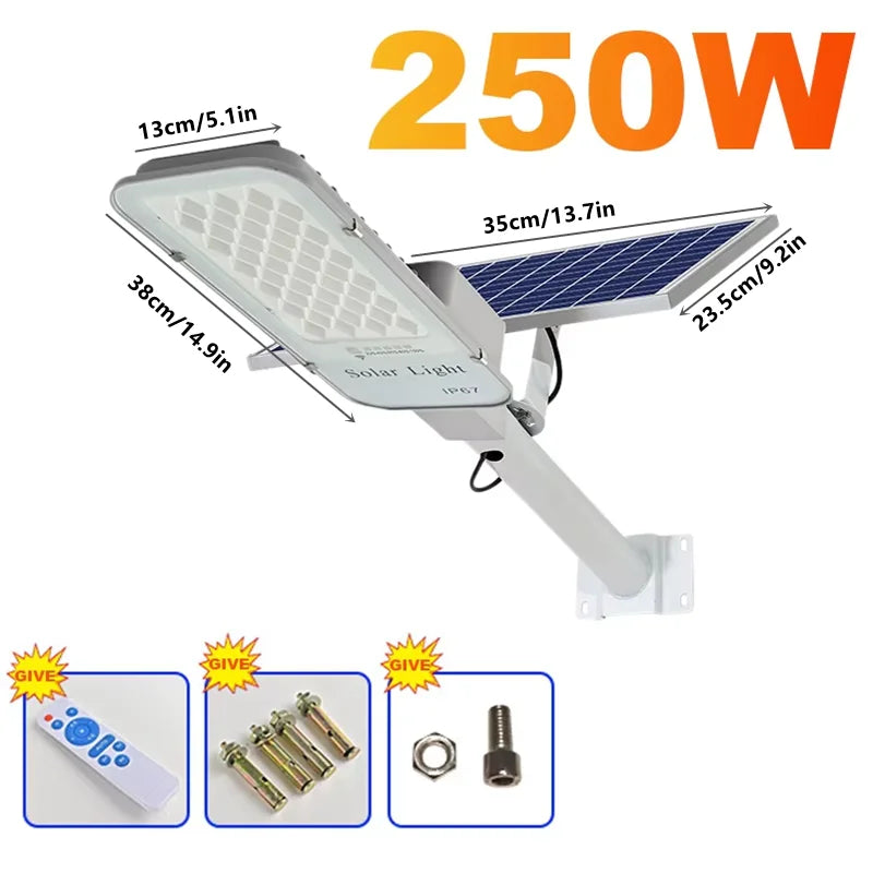 SOLVIA Solarleuchte 250W | IP67 Wasserdicht | Mit Fernbedienung | Wand- & Straßenmontage