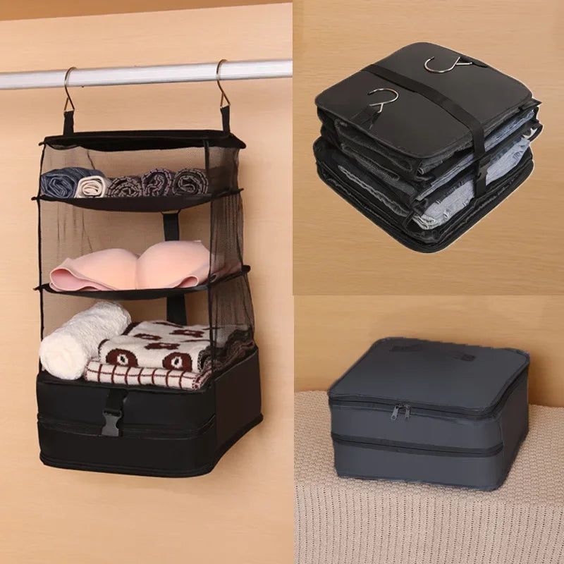 Voyatura Hängendes Reise-Organizer-Regal | Faltbar & platzsparend | Koffer-Einsatz mit großer Kapazität für Kleidung & Zubehör