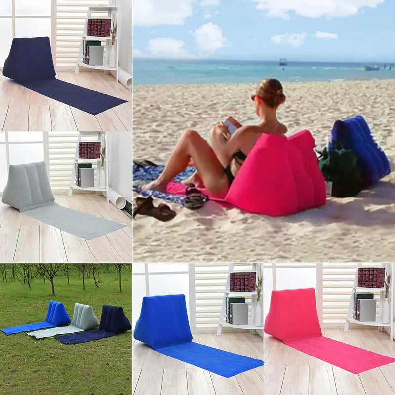 Aufblasbare Strandmatte mit Rückenlehne | Faltbar & Komfortabel | LuftLounge Reise- & Camping-Liegekissen