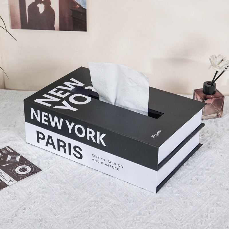PapierLuxe Taschentuchbox | Buch-Design | Stilvoller Aufbewahrungs- & Deko-Organizer | 26,5×17×9,5 cm