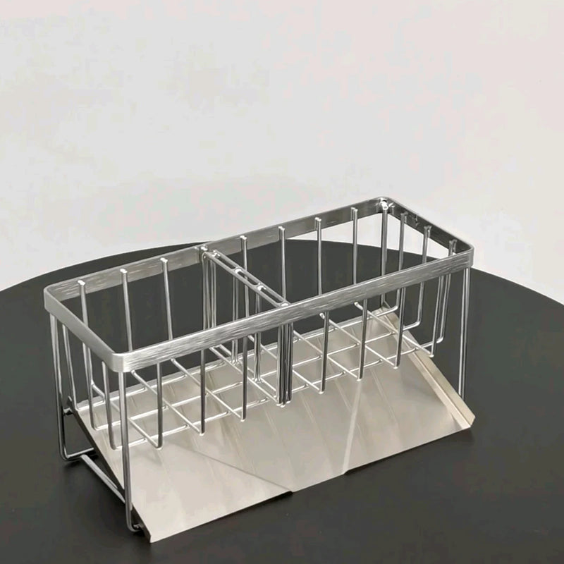 SteelNest | Spülen-Organizer aus Edelstahl | Schwamm- & Seifenhalter mit Abtropfschale | 21×8,2×10 cm