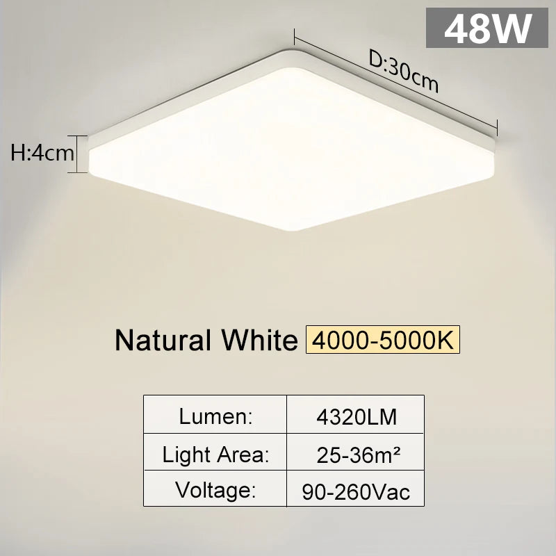 LumiSquare LED Deckenleuchte | Ultra-Flach & Modern | 18W/24W/36W/48W | Warm-, Neutral- & Kaltweiß