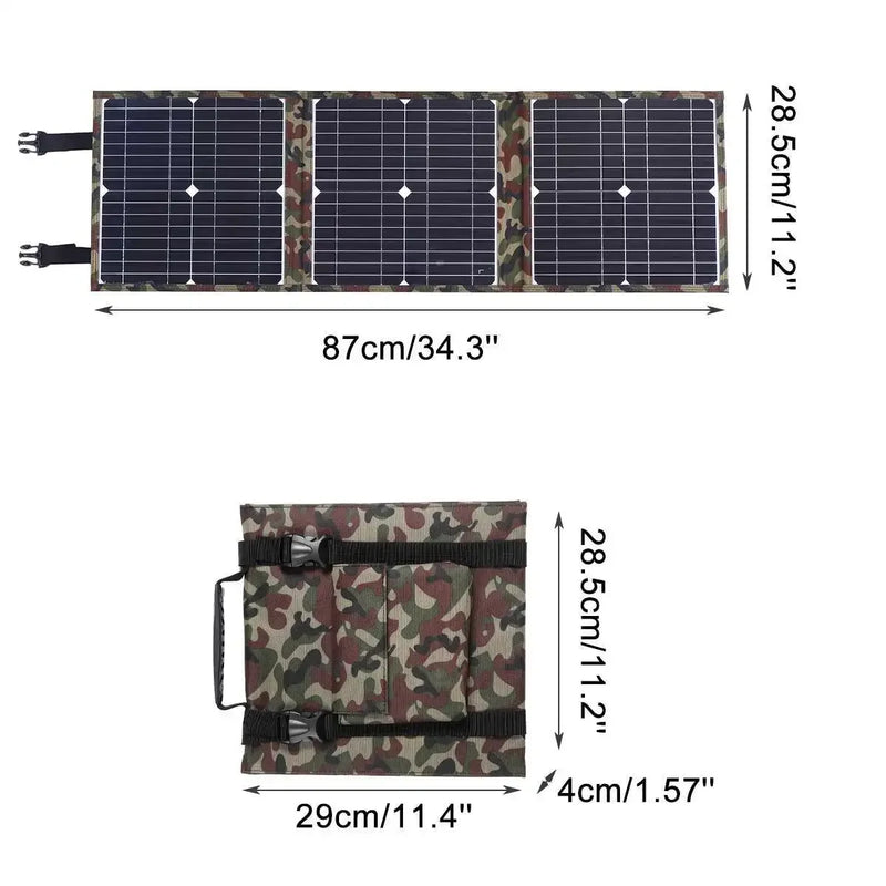 Faltbares Solarpanel-Set Solivio Camp 800 | 100–800 W Leistung | 18V DC & USB-Ausgang | Für Auto, Boot, Wohnmobil & Outdoor | 87 × 28,5 cm (ausgeklappt)