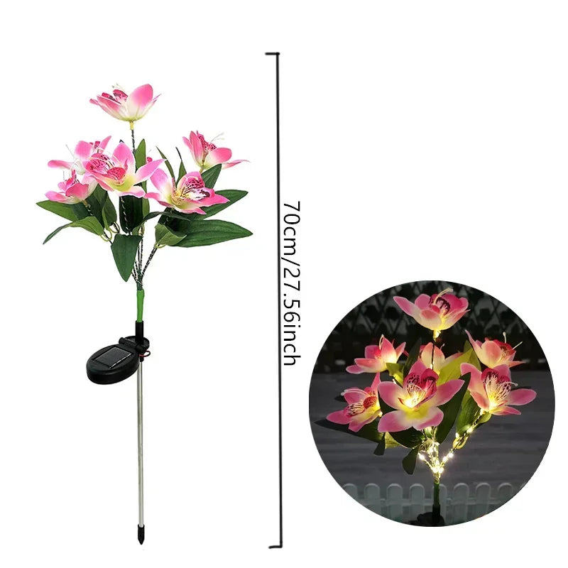 Florysol OrchidLight Solar Orchideen-Gartenleuchte | LED-Landschaftslicht | Wasserdicht & Dekorativ | Für Garten, Weg & Balkon