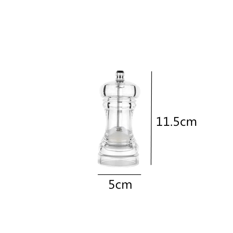 Klaroma SpiceMill Transparente Gewürzmühle aus Acryl | Einstellbarer Mahlgrad & Nachfüllbar | Für Salz & Pfeffer