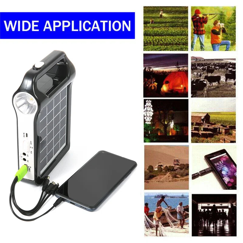 SunergyKit Tragbares Solar-Generator-Set | 15 W mit Akku & LED-Lampe | USB-Ladefunktion | Für Camping, Notbeleuchtung & Outdoor | 20,5 × 15 × 5 cm
