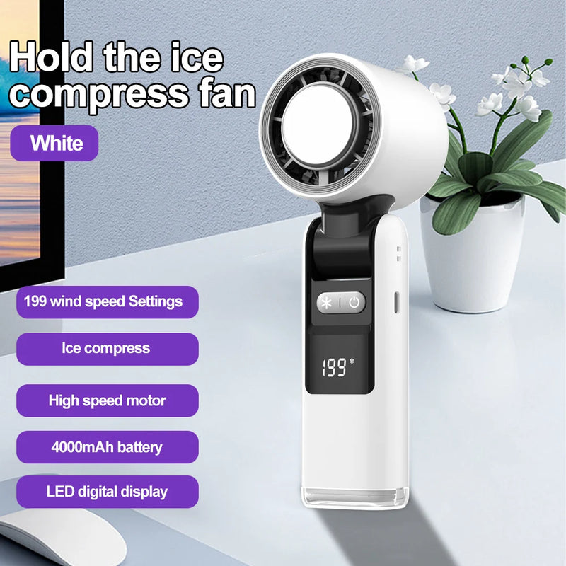 Mini-Ventilator FrostaBreeze 199 | Tragbar & Halsventilator | 199 Windstufen, LED-Display & Kaltluft-Modus | 4000 mAh Akku