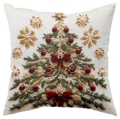 Weihnachtliche Kissenbezüge NordGlanz | Santa, Schneemann, Rentier & Tannenbaum | Hochwertiger Polyester | Waschmaschinenfest