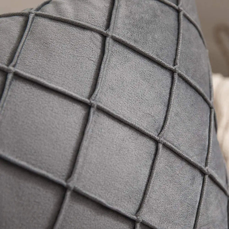 NordVelour | Kissenbezug aus Samt mit Karomuster | Skandinavisches Design | 30×50 cm · 45×45 cm · 50×50 cm