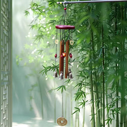 FortuneChime | Großes Metall-Windspiel mit Klangröhren | Holz & Metall | Für Garten & Zuhause