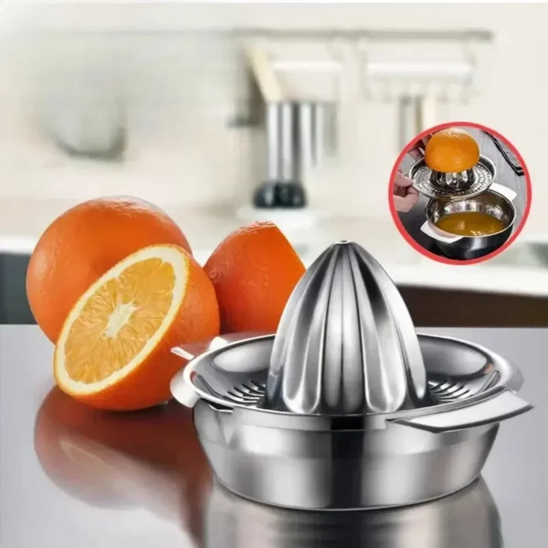 Pressilo Manuelle Zitruspresse aus Edelstahl | Handentsafter für Zitrone, Orange & Limette | Tragbar & Spülmaschinengeeignet | Für Küche & unterwegs