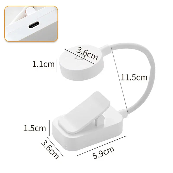 LumiClip Mini Buchlampe | LED Leselicht mit Clip | 3 Farbmodi & Stufenlose Helligkeit | USB & Akku | 360° Flex-Design