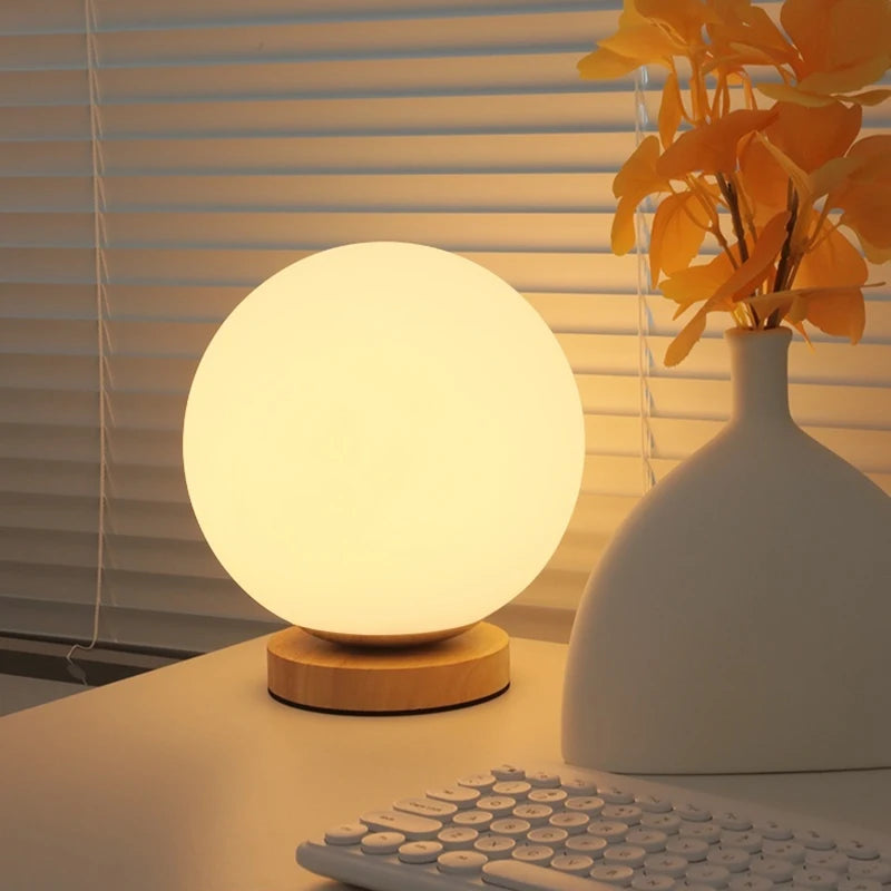 LumiCraft Touch-Tischlampe | USB-Wiederaufladbar | Warmweiß & RGB | Holz- & ABS-Design | 3W