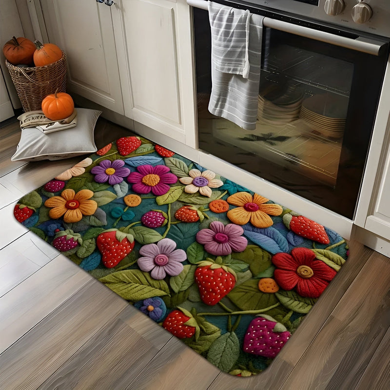 Florina 3D-Blumen Fußmatte | Kaschmirweiche Oberfläche | Rutschfest & Pflegeleicht | Für Bad & Eingang