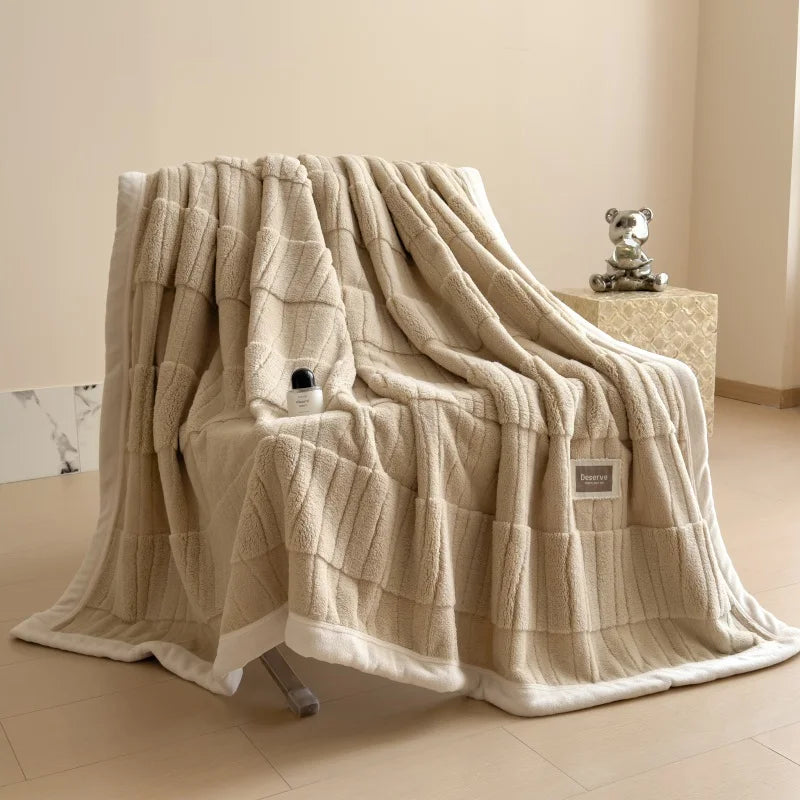 Veluvina Jacquard-Decke | Doppelseitige Yunxi-Velours Kuscheldecke | Hochwertige Winterdecke aus Coral Fleece | Warm, Weich & Luxuriös für Sofa & Bett