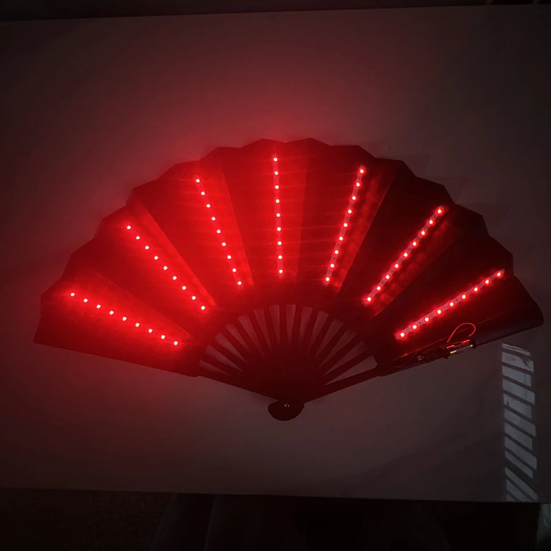 LED Faltfächer LumiFan | Leuchtender Tanzfächer | Glow-in-the-Dark Party Accessoire | Für Festival, Halloween & Shows