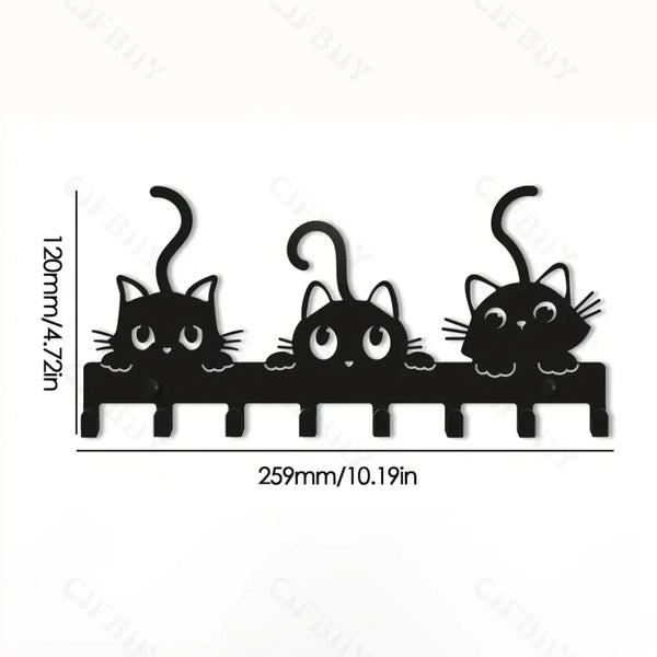 Schlüsselhalter CatHook | Wandhaken im Katzen-Design | Metall pulverbeschichtet