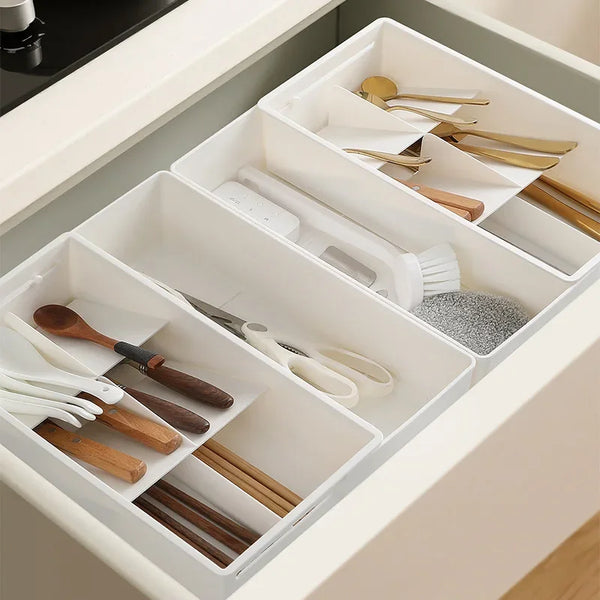 FlexiStore Küchen-Schubladen Organizer | Ausziehbar & Mit Trennwänden | Kunststoff | Ordnungssystem