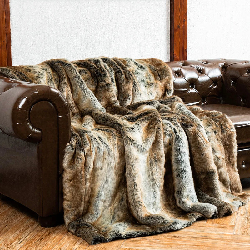 Luxus Kunstfell-Decke | Flauschig & warm | Winter Plaid