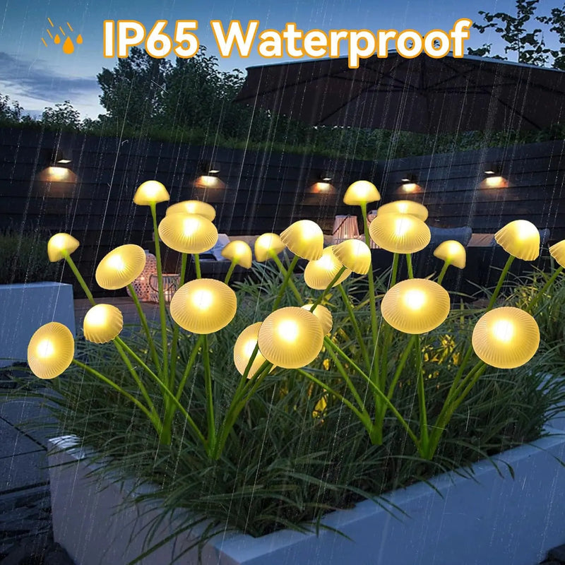 GlowPilz Solar-Gartenleuchte 6 LEDs | Quallen- & Pilzdesign | Für Garten, Terrasse & Außenbereiche