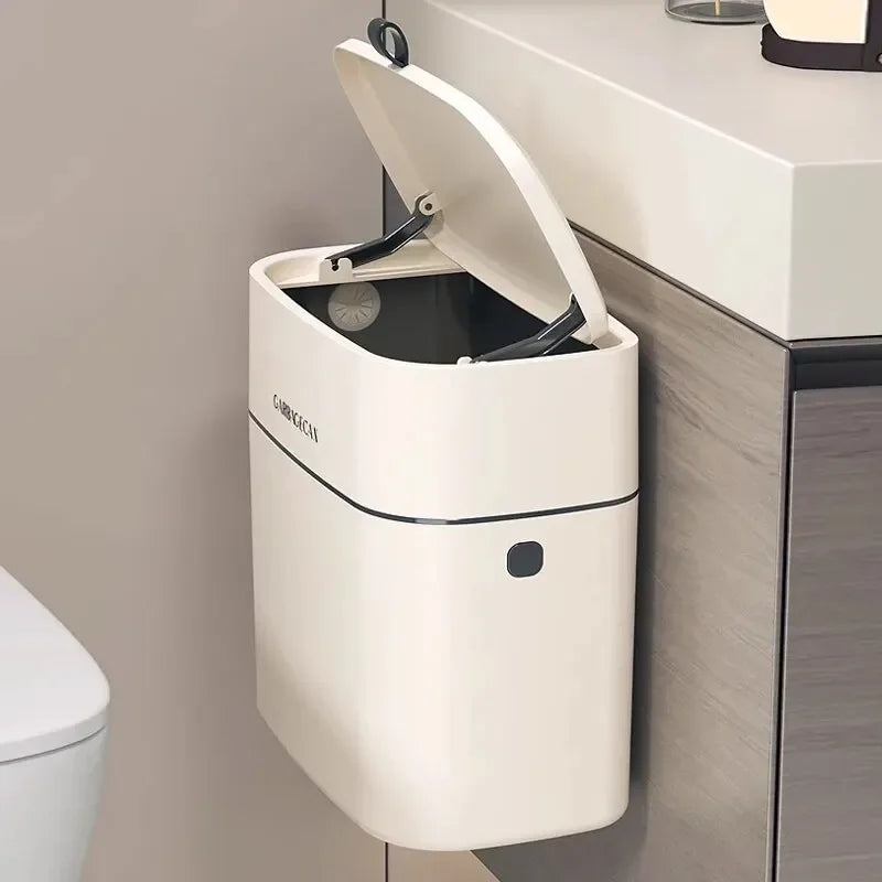 Hängender Mülleimer CleanFold SquareBin | Mit Klappdeckel & großer Kapazität | Für Bad, Küche & WC | 25,5 × 15 × 28,3 cm