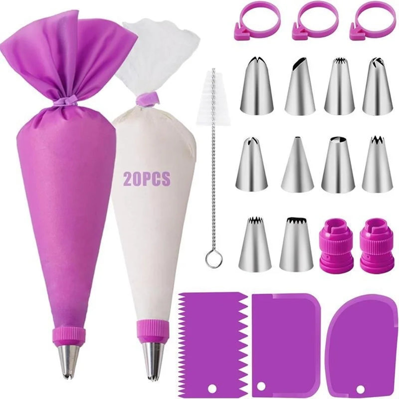Backgenuss Tortendeko Set Komplett | 40-teilig | Profi Spritztüllen & Silikon Spritzbeutel | Für Cupcakes, Torten & Kekse
