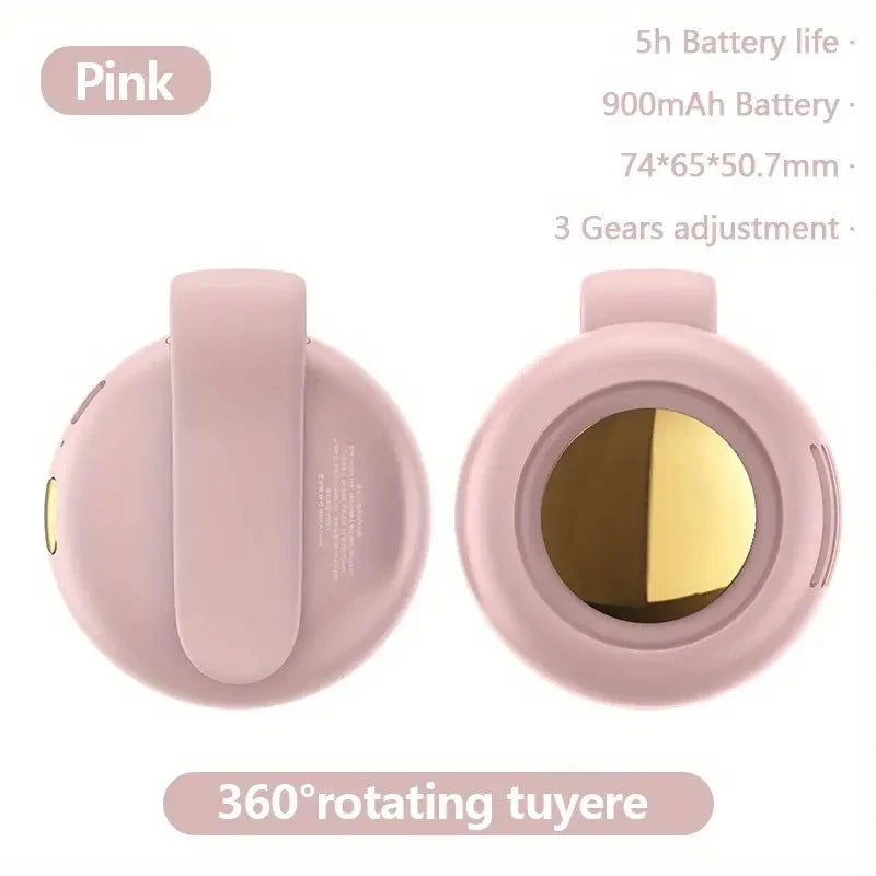 CLIPBREEZE Mini-Ventilator ohne Rotorblätter | Leise & tragbar | Mit Clip, 360° drehbar | USB-C wiederaufladbar | Für Kinder, Reisen & Alltag