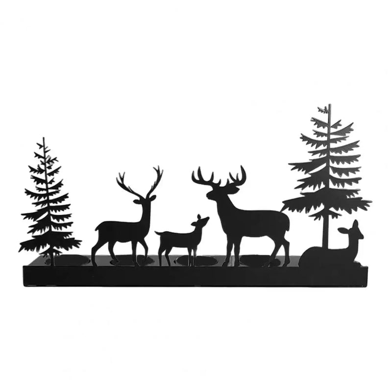 Silvanea Kerzenhalter | Kerzenhalter Hirsch & Bäume | Eisen Silhouette | Weihnachts- & Tischdeko | 3 Größen erhältlich
