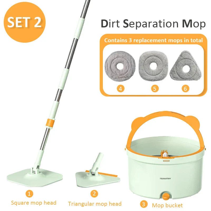 Rotationswischer CLEANDRA | 360° Mop-System mit Schmutzwassertrennung | Mikrofasermopp | Für alle Böden & Fenster