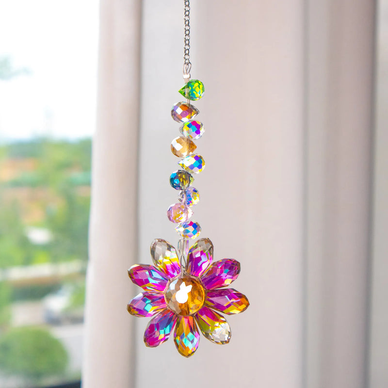 Kristall-Suncatcher LumiMargarita | K9-Daisy-Regenbogenfänger | Fenster- & Gartendeko | 32 cm | Geschenkidee für Zuhause