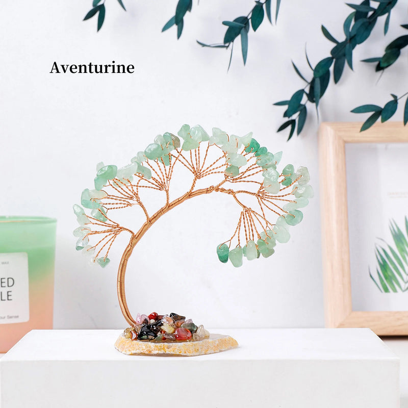 Amethysta | Natürlicher Kristall Glücksbaum mit Achat-Scheibenbasis – Handgefertigter Feng-Shui-Baum für Wohlstand & Harmonie