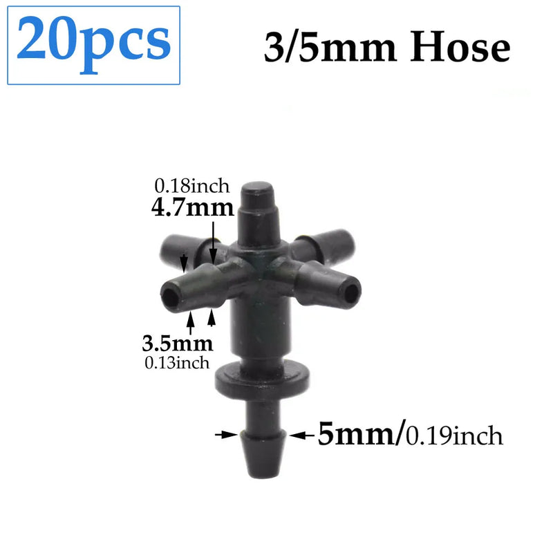 IRRIFLEX Kreuz-Verbinder | 2-Wege-Pfeilanschluss | Für 3 mm & 5 mm Schläuche | Tropfbewässerungssysteme