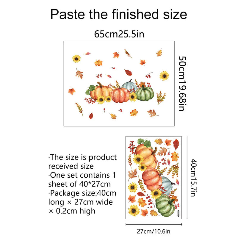 Herbst-Fenstersticker LeafyCharm | Kürbis- & Blätter-Motive | Wiederverwendbare Deko | Für Zuhause & Büro