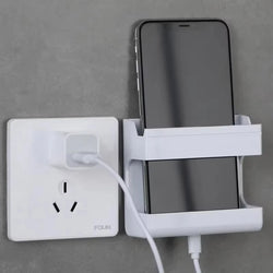 Orvixa FlexMount 2er-Set Wandhalterung Handy- & Fernbedienungsbox | Selbstklebend & Bohrfrei | Mit Haken & Ladekabelöffnung | Für Schlafzimmer & Bad