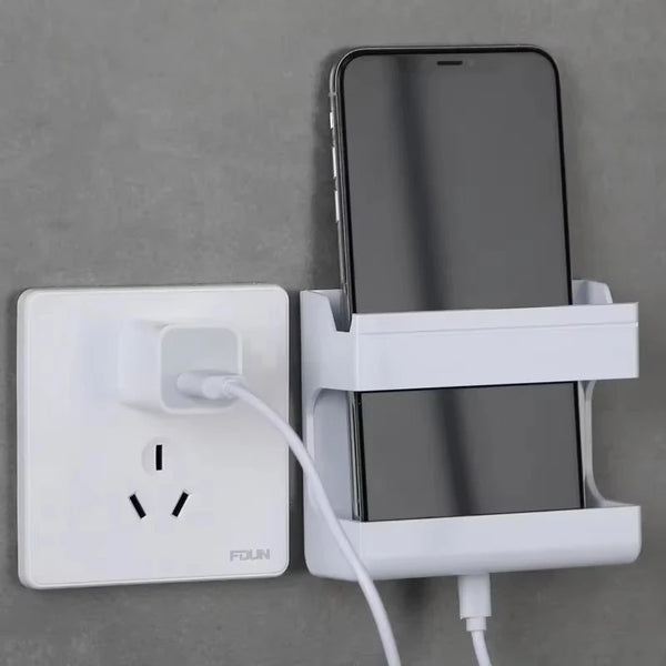Orvixa FlexMount 2er-Set Wandhalterung Handy- & Fernbedienungsbox | Selbstklebend & Bohrfrei | Mit Haken & Ladekabelöffnung | Für Schlafzimmer & Bad