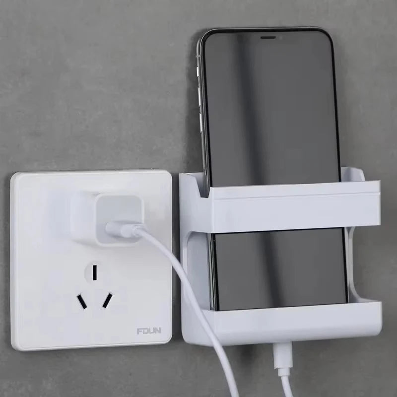 Orvixa FlexMount 2er-Set Wandhalterung Handy- & Fernbedienungsbox | Selbstklebend & Bohrfrei | Mit Haken & Ladekabelöffnung | Für Schlafzimmer & Bad