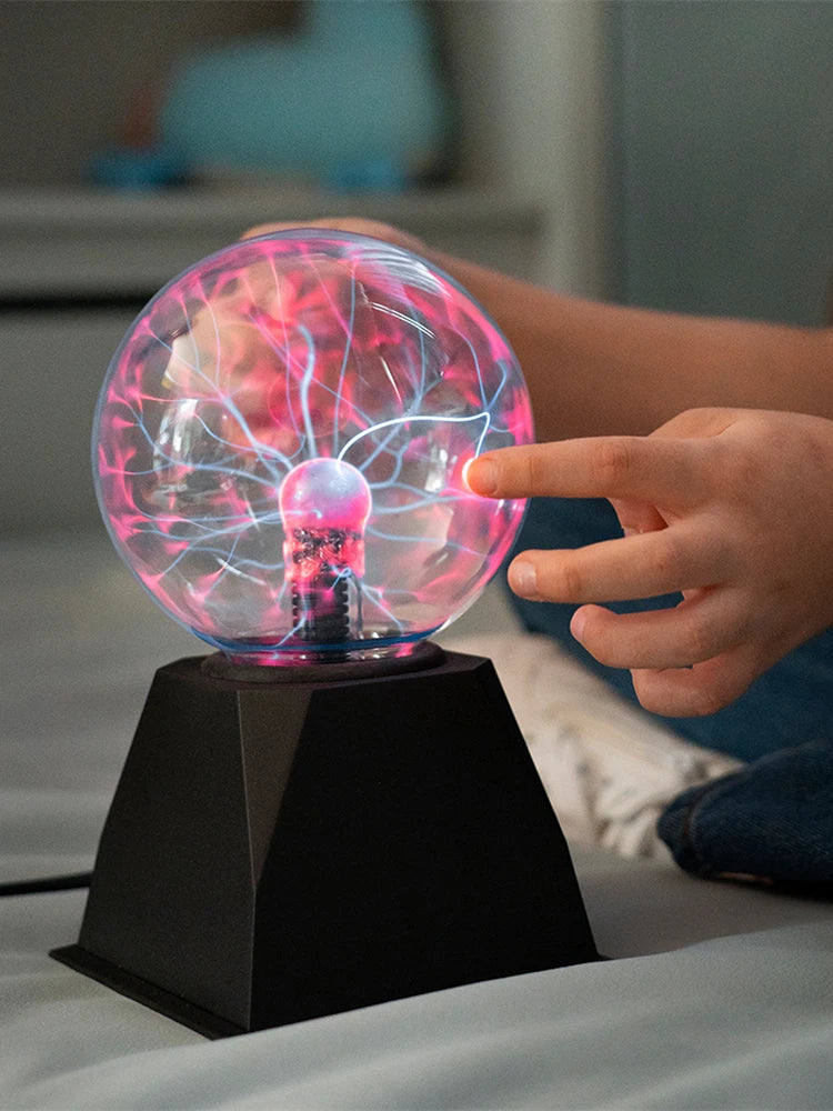 Electrava | Magische Plasma-Kugel Lampe | LED Blitzlicht mit Touch & Sound | 220V EU-Stecker | 10–20 cm | Party- & Deko-Licht