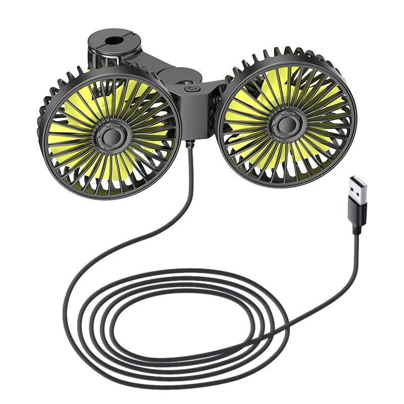 Auto-Kühlventilator AIRCURA DUO | 3 Geschwindigkeiten | USB-Ladung | 360° drehbar | Für Rücksitz & Kopfstütze