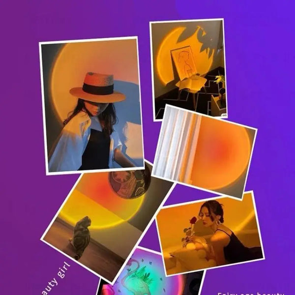 Sonnenuntergang Lampe AuraGlow | USB LED Projektor mit 13 Farbmodi | 360° drehbar | Sunset & Rainbow Effekt für Fotos & Raumdeko