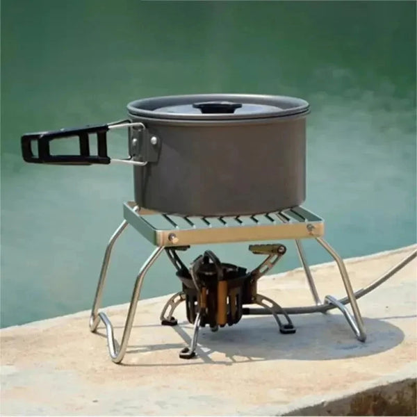 CampForge Klappgrillständer | Edelstahl | Hitzebeständig & Tragbar | Faltbar auf 3 cm | Für Grill, Topf & Outdoor-Kocher