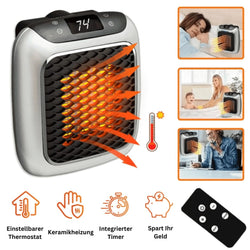 HeatGlow Tragbare Heizung | Energiesparend & Schnell Aufheizend | Mit Sicherheitsfunktionen | Schwarz
