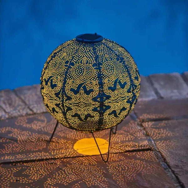 LumaSolei Solar-Laterne Globus | Marrakech-Muster | Wetterfest & Automatisch | 30x30 cm