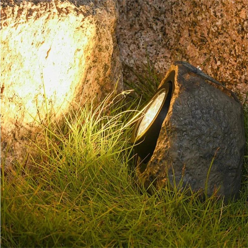 Naturon Glow Steinleuchte Solar Gartenleuchte Steinoptik | Natürliches Design | Wetterfest IP65 | 17x20 cm