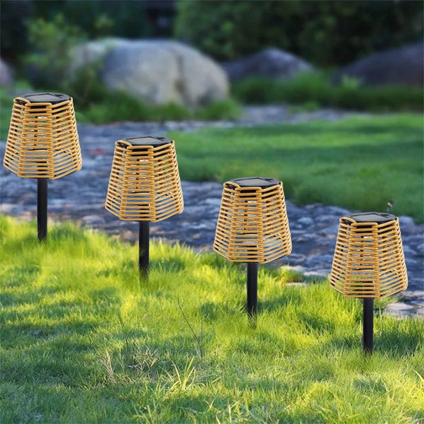 Ravelya LightLantern Solar Laterne Rattanoptik | Wetterfest IP65 | Warme LED-Beleuchtung | 36x11x10 cm