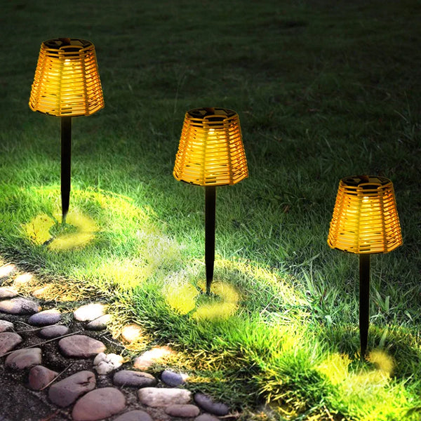 Ravelya LightLantern Solar Laterne Rattanoptik | Wetterfest IP65 | Warme LED-Beleuchtung | 36x11x10 cm