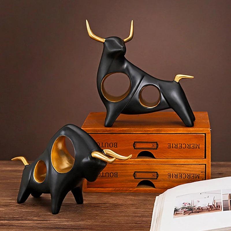 Toro Eleganza Stier Skulptur | Symbol für Stärke & Wohlstand | Europäisches Design | Harz 21×20,5×7,5 cm