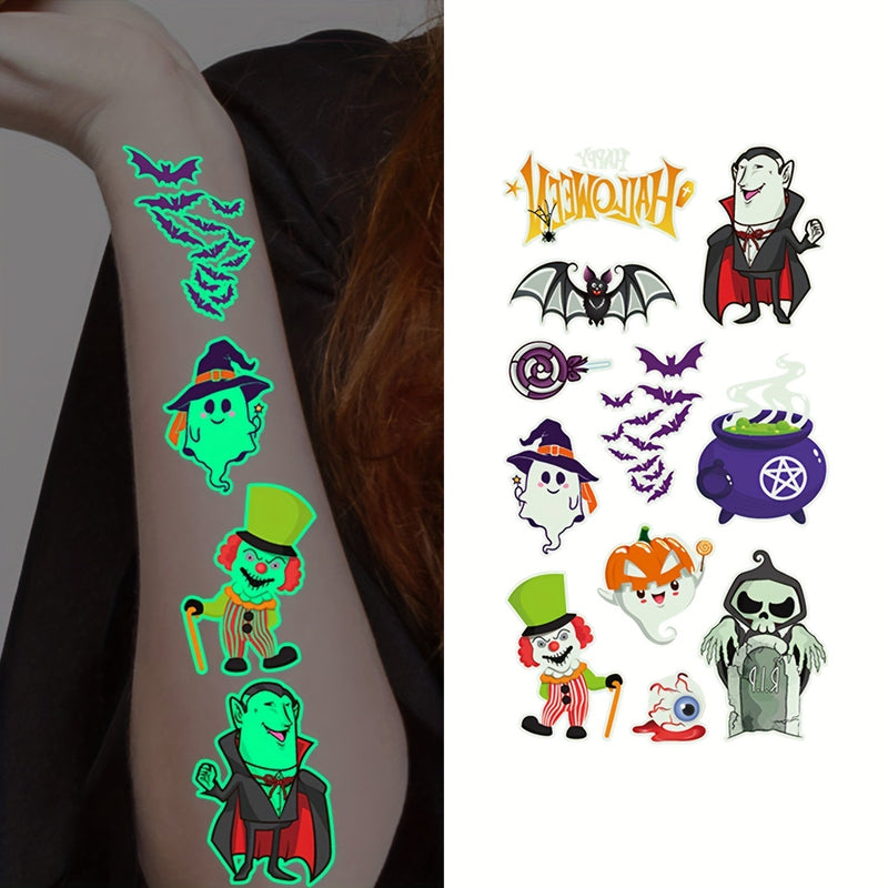 Leucht-Tattoos Kinder Halloween | Nachleuchtend | 125 Motive | Hautfreundlich