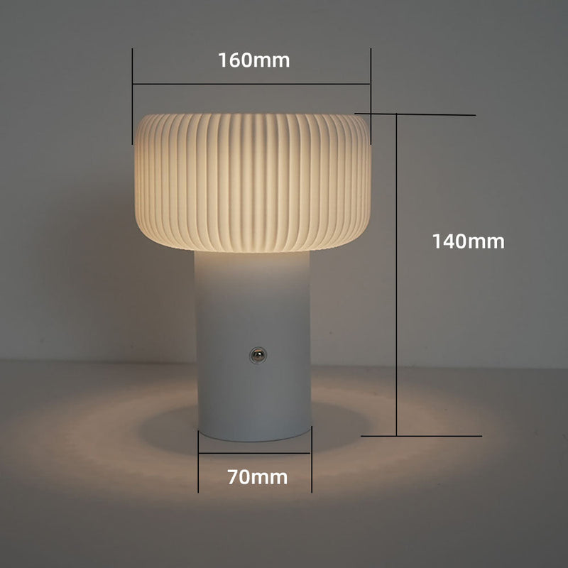 Myllumina Pilz Tischlampe LED | Touch-Steuerung & Warmweißes Licht | Modernes Design | Metall & Acryl | Weiß, Schwarz, Orange