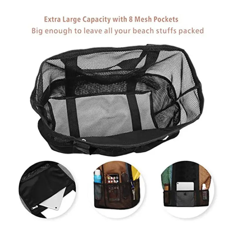 Maréva Strandtasche mit 8 Fächern | Wasserdicht & atmungsaktiv | Für Handtücher, Spielzeug, Badesachen & mehr – 70×45×18 cm
