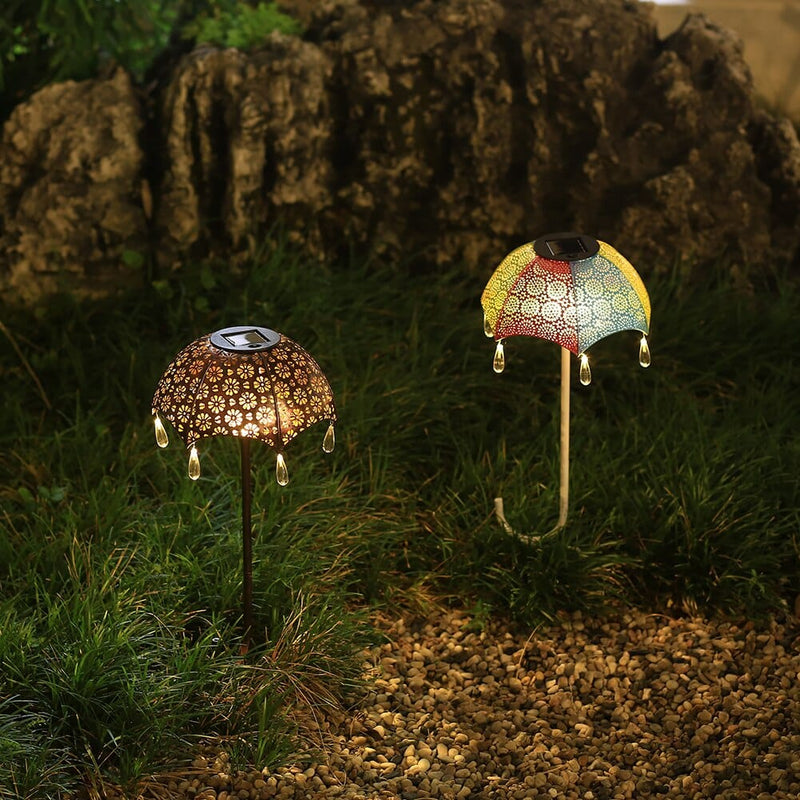 Solar-Gartenleuchte Luminella | Schirmform mit Perlendekor | Wetterfest & Automatisch | 51,5 cm hoch